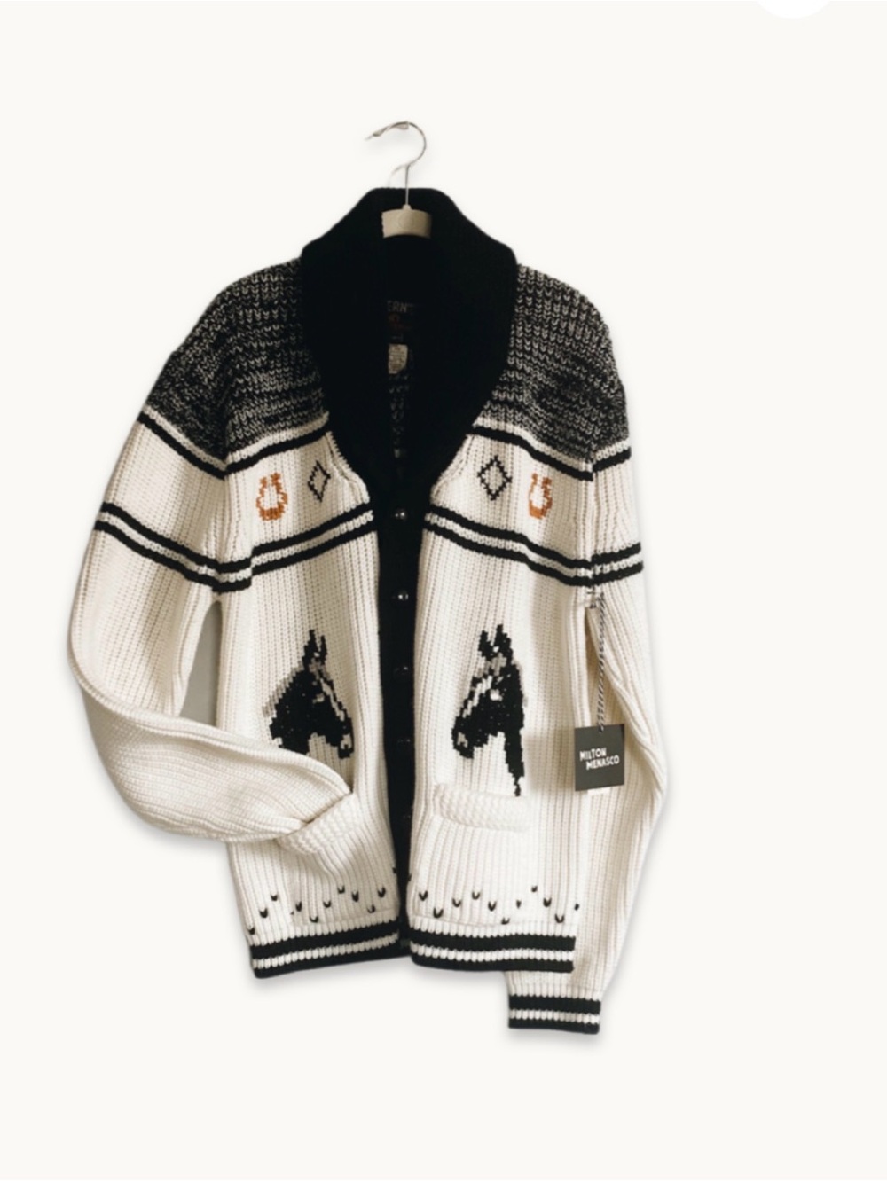 Miller Outerwear Vintage Equestrian Black Horse Sweater M Milton Menasco